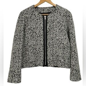 GERARD DAREL Wool Blend Tweed Zip Front Fully Lined Blazer Jacket - 42/US 10